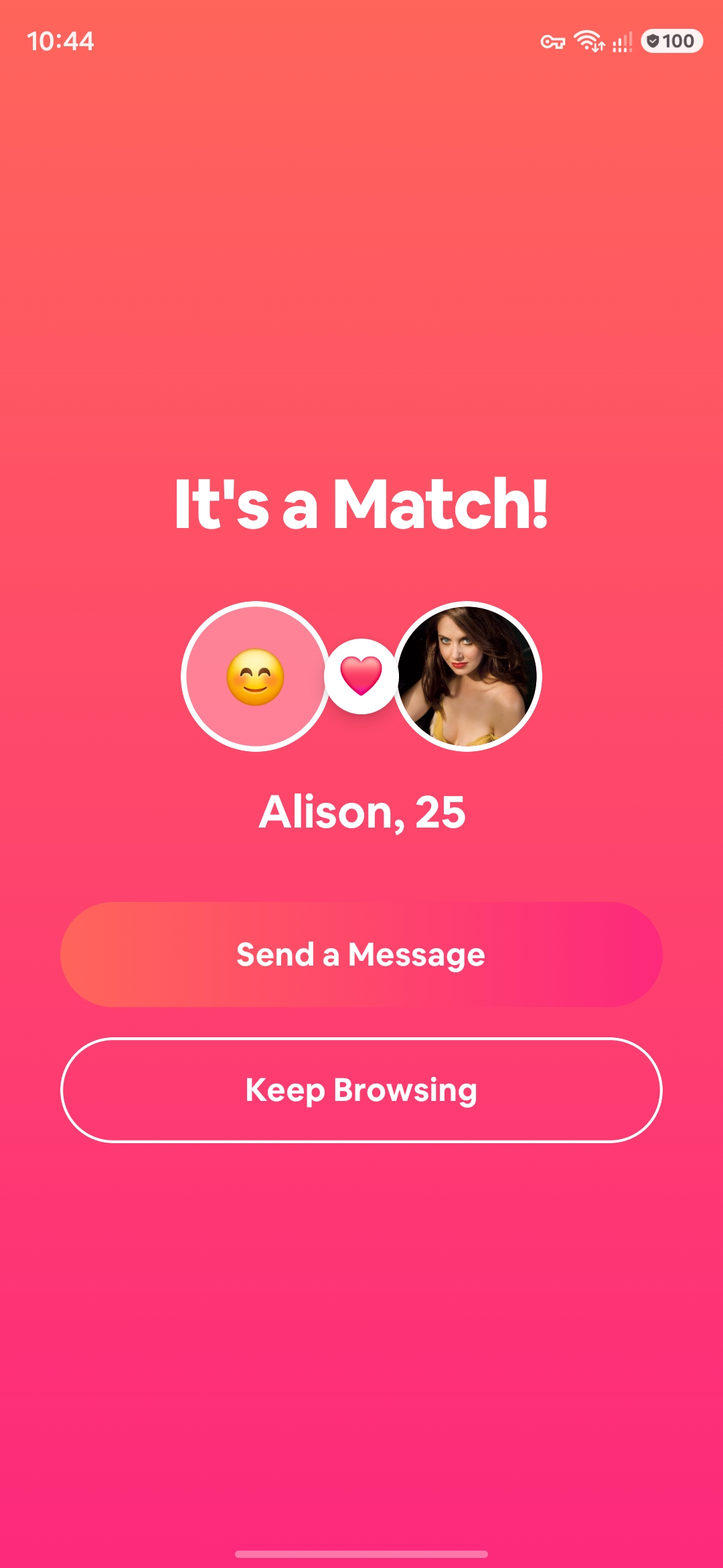 Match screen asking "Do you two match?" with both profile photos